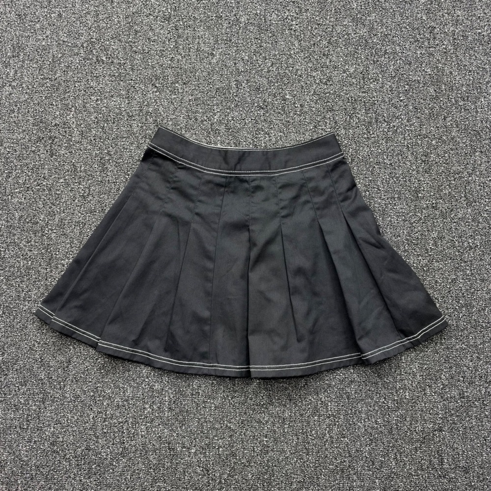 Dickies Pleated Mini Skirt Contrast Stitch Womens 26 Black dark academia goth